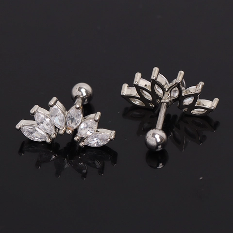 Orecchini a Bottone a Forma di Corona di Fiori in Acciaio Inossidabile per Uomo Donna Unisex Con Chiusura a Vite in Strass