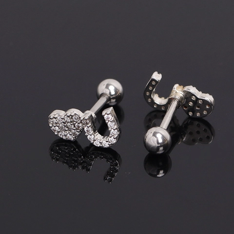 Edelstahl Herz I U Buchstabe Piercing Ohrstecker Mit Strass Schraubverschluss Kleine Ohrknochen Nagel Schmuck Unisex