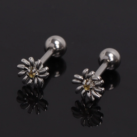 Orecchini a Bottone a Forma di Margherita in Acciaio Inossidabile Con Strass Colorati Piccoli Gioielli Floreali Freschi con Chiusura a Vite per Donna
