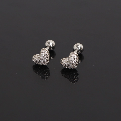 Orecchini a Bottone in Acciaio Inossidabile a Cuore Cartilagine Strass Multicolore Intarsiato Gioielli Piercing Sfera a Vite