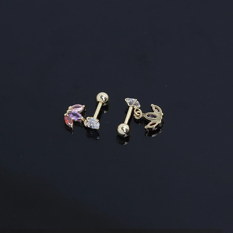 Minimalistische Edelstahl Kleeblatt Ohrstecker Marquise Schliff Bunte Strass Knorpel Ohrknochen Stecker Piercing Schmuck Für Damen