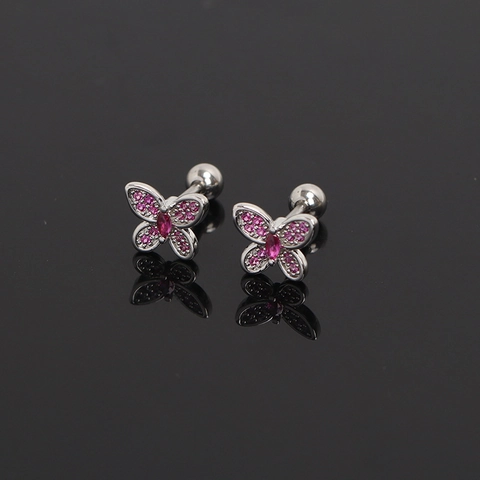 Orecchini a Bottone in Zirconia a Farfalla in Acciaio Inossidabile Gioielli per Piercing per Uomo Donna Stile Coreano