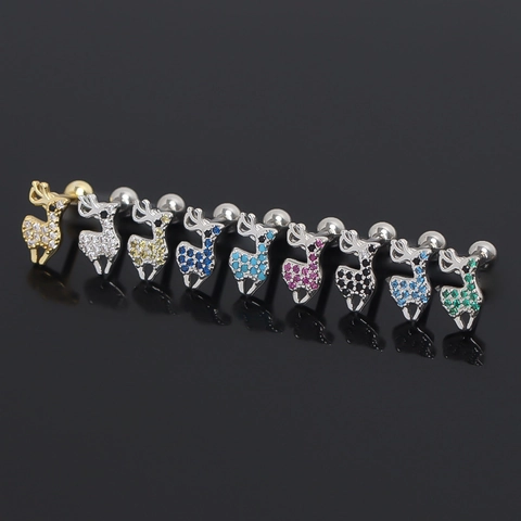 Edelstahl Elch Strass Ohrstecker Für Damen Herren Weihnachten Hirsch Tier Form Schraubverschluss Piercing Schmuck Geschenk