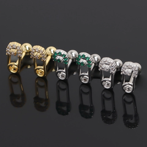 Minimalistische Büroklammer Ohrstecker Aus Edelstahl Für Damen Herren Punk Sicherheitsnadel Ohrringe Mit Strass Helix Piercing Schmuck Geschenk