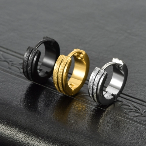 Orecchini Huggie a Cerchio in Acciaio al Titanio Unisex Punk Smerigliato Sabbiato in Acciaio Inossidabile per Uomo Donna Gioielli di Moda