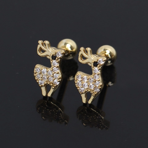 Edelstahl Elch Strass Ohrstecker Für Damen Herren Weihnachten Hirsch Tier Form Schraubverschluss Piercing Schmuck Geschenk