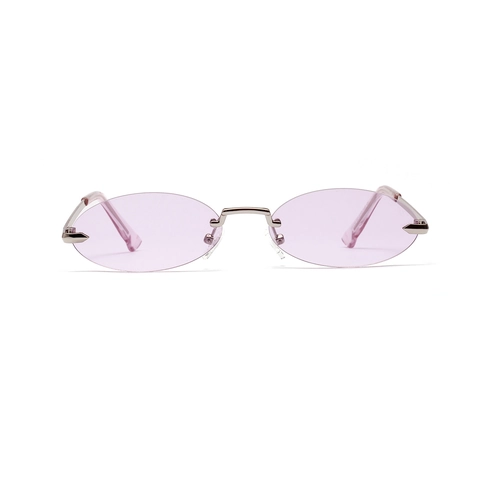 Rimless Oval Metal Sunglasses Retro Small Frame Candy Color Tinted Shades UV400 Protection Fashion Sunglasses For Women Men