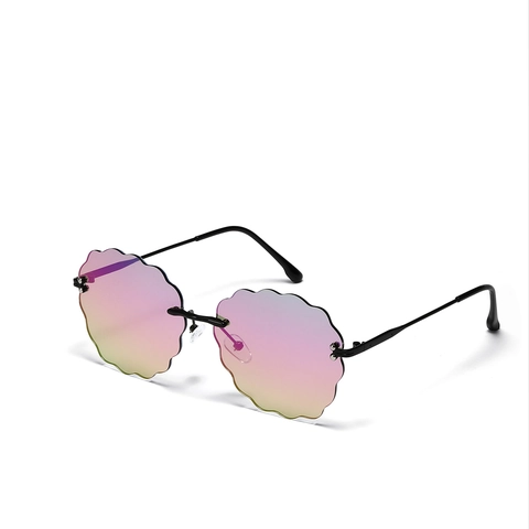 Cloud Shape Rimless Sunglasses For Women Fashion Wave Edge UV400 Protection Metal Temple Novelty Gradient Sun Glasses