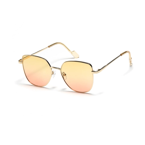 Fashion Metal Cat Eye Sunglasses For Women Men Oversized Frame Color Tinted Lens UV400 Protection Street Style Eyewear