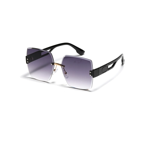 Fashion Oversized Rimless Square Sunglasses Gradient Lens Diamond Cut Edge UV400 Protection Retro Sunglasses For Women Men