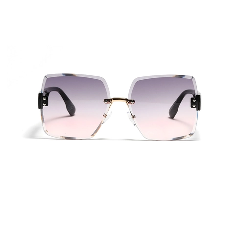 Fashion Oversized Rimless Square Sunglasses Gradient Lens Diamond Cut Edge UV400 Protection Retro Sunglasses For Women Men