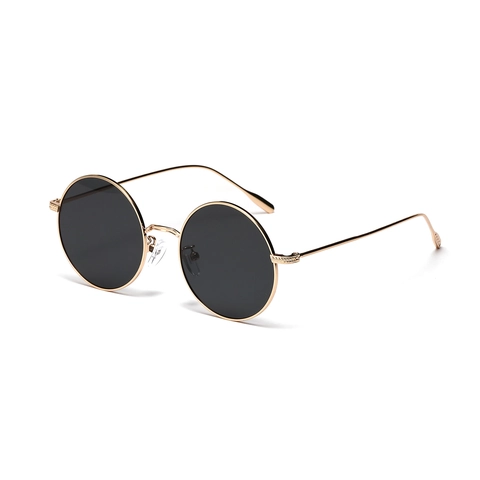 Gafas de Sol Redondas de Metal Vintage Hombres Mujeres 2024 Nuevas Color Caramelo Protección UV400 Moda Hip Hop Street