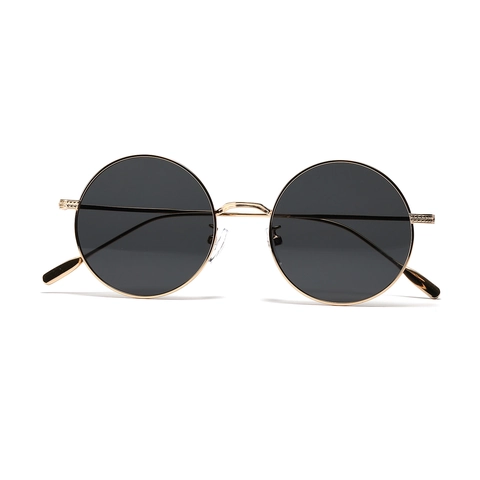 Gafas de Sol Redondas de Metal Vintage Hombres Mujeres 2024 Nuevas Color Caramelo Protección UV400 Moda Hip Hop Street