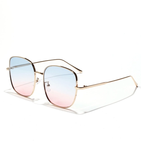 Occhiali da Sole Quadrati in Metallo Vintage per Donna Moda Rettangolari Lenti Oceaniche Sfumate Montatura Oro Nero Occhiali da Viaggio
