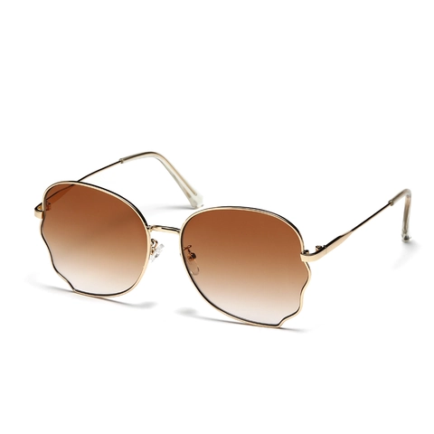 Occhiali da Sole a Farfalla da Donna alla Moda Lenti Sfumate Montatura in Metallo Bordo a Onda Grandi Occhiali UV400 Spiaggia