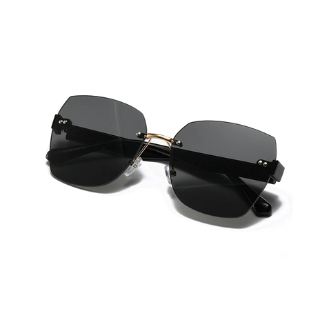 Rimless Oversized Square Sunglasses For Men Women Fashion Diamond Cut Lens UV400 Gradient Outdoor Driving Sun Glasses