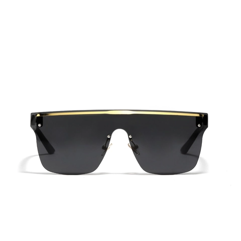 Fashion Rimless Square Sunglasses For Men Women Oversized Integrated Shield Sun Glasses With Gold Metal Bar UV400 PC Lens