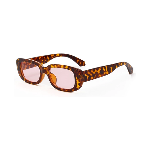 Lunettes de Soleil Carrées Rétro pour Femmes Hommes Monture PC Lentille AC Petites Rectangulaires Imprimé Léopard Mode
