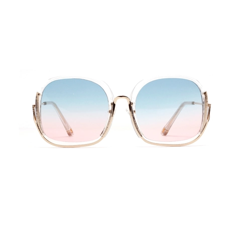 Occhiali da Sole Quadrati a Montatura Grande Moda Donna Retro Lenti Oceaniche Montatura in Metallo PC Protezione UV400 Hip Hop