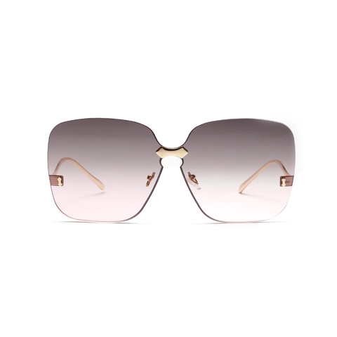 Dames Mode Oversized Randloze Vierkante Zonnebril Gradiënt PC Lens Metalen Frame UV400 Bril Voor Street Style