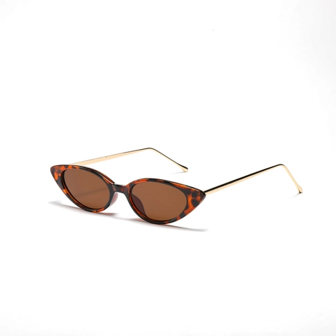 Occhiali da Sole Cat Eye Retrò Donna Uomo Vintage Montatura Piccola Aste in Metallo Protezione UV400 per Guida Festa Viaggio