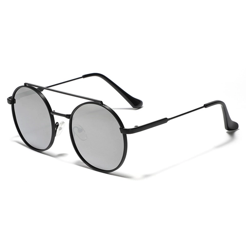 Occhiali da Sole Tondi Vintage in Metallo Uomo Donna Polarizzati UV400 Doppio Ponte Lenti a Specchio Moda Occhiali Classici