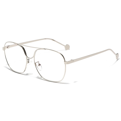 Occhiali Ottici Vintage Montatura Grande in Metallo a Doppio Ponte per Donna Uomo Retro Occhiali Quadrati Plano A1134