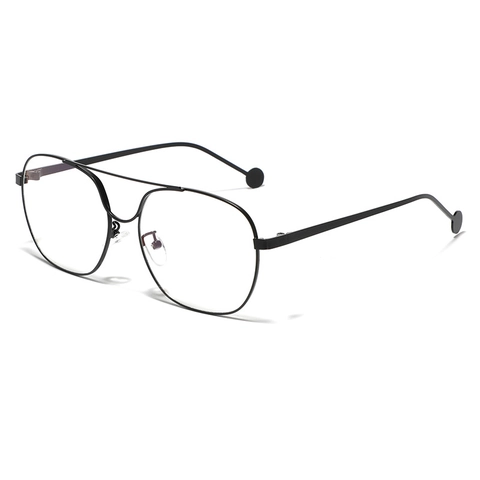 Occhiali Ottici Vintage Montatura Grande in Metallo a Doppio Ponte per Donna Uomo Retro Occhiali Quadrati Plano A1134