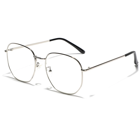 Retro Oversized Square Metal Frame Optical Glasses For Women Men Polygon Flat Mirror Frame Fashion Eyewear Frames Accessory