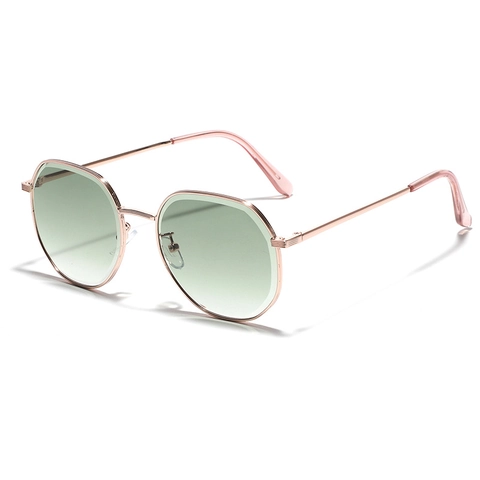 Occhiali da Sole alla Moda in Metallo con Montatura Piccola a Rombo Lenti Sfumate Poligono Geometrico UV400 per Uomo Donna