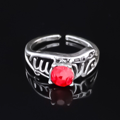 Anello Aperto in Lega Vintage Con Strass Rossi Per Donna MOM LOVE Design Svuotato Anello Regolabile Placcato in Argento Retrò Gioielli