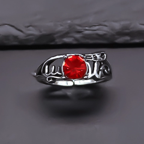 Anello Aperto in Lega Vintage Con Strass Rossi Per Donna MOM LOVE Design Svuotato Anello Regolabile Placcato in Argento Retrò Gioielli