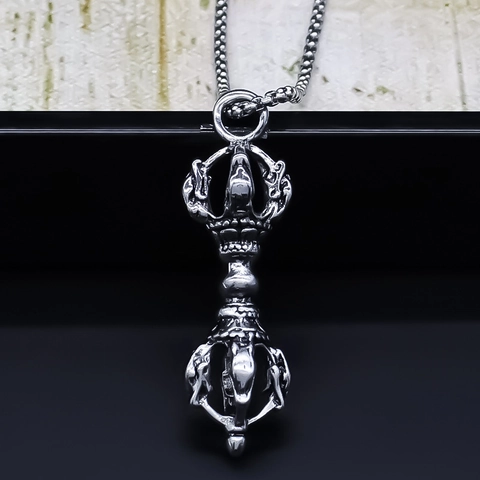 Retro Legierung Vajra-Stößel Anhänger Halskette Für Herren Damen Unisex Vintage Religiöser Buddhistischer Stil Minimalistischer Schmuck