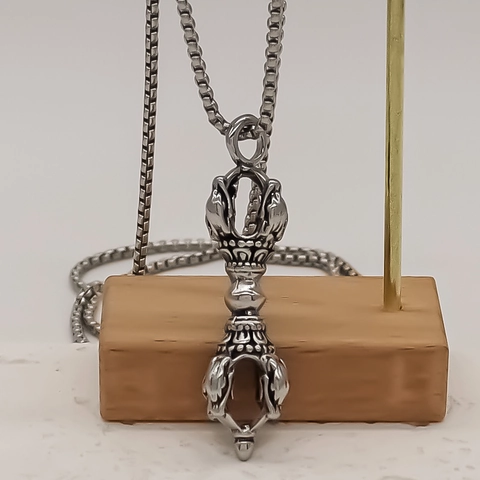 Retro Legierung Vajra-Stößel Anhänger Halskette Für Herren Damen Unisex Vintage Religiöser Buddhistischer Stil Minimalistischer Schmuck