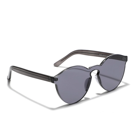 Lunettes de Soleil Monobloc Sans Monture Couleurs Bonbon pour Femmes Hommes Mode Verres PC UV400 Lunettes de Mode Intégrées pour Fête Extérieure Conduite Voyage