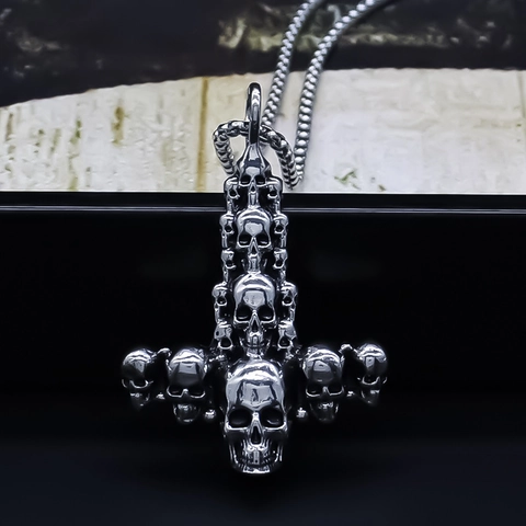 Retro Legierung Totenkopf Anhänger Halskette Gothisch Punk Thors Hammer Mjölnir Kette Halskette Für Damen Herren Schmuck