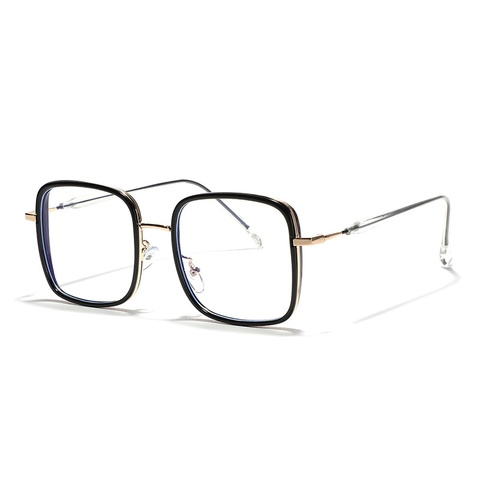 Occhiali Ottici Quadrati Retro in TR90 e Metallo Moda Color Gelatina Montatura Grande per Uomo Donna Specchio Piatto Decorativo