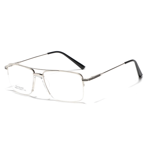 Marco de Gafas de Metal Semimontado Cuadrado Retro para Hombre Mujer Acero Inoxidable Gafas Ópticas de Negocios