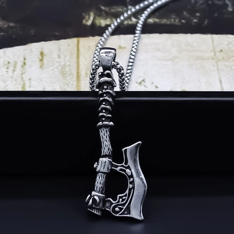 Viking Axe Pendant Necklace Vintage Alloy Hip Hop Punk Style Jewelry For Men Women Daily Party Accessory Gift