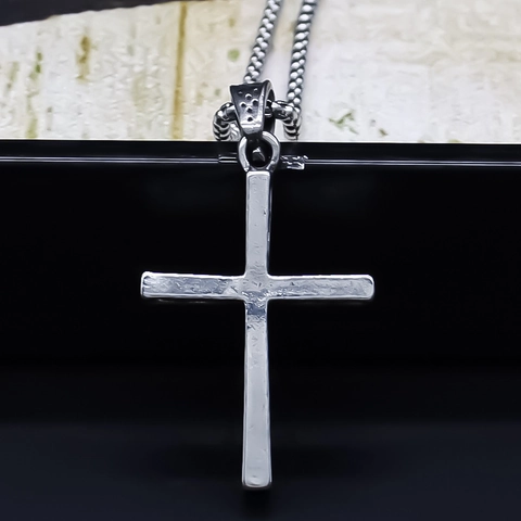 Collier Pendentif Croix en Alliage Minimaliste Chaîne de Clavicule Style Métal Mode Bijoux Unisexe Ton Argent
