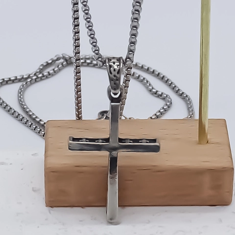 Collier Pendentif Croix en Alliage Minimaliste Chaîne de Clavicule Style Métal Mode Bijoux Unisexe Ton Argent