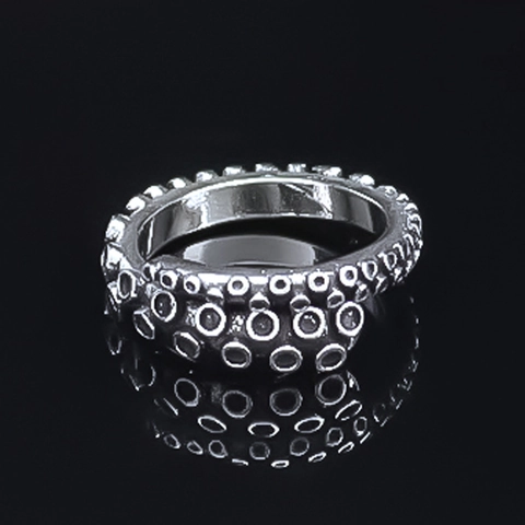 Retro Alloy Octopus Tentacle Open Ring For Men Women Punk Gothic Adjustable Sucker Finger Ring Antique Silver Jewelry