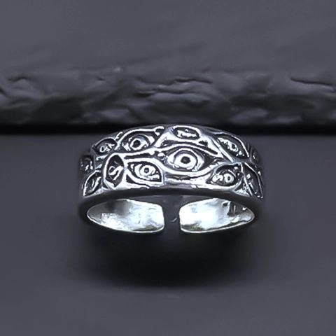 Gothic Vintage Multiple Augen Muster Offener Ring Verstellbar Legierung Punk Dark Streetwear Schmuck Zubehör Für Damen Herren