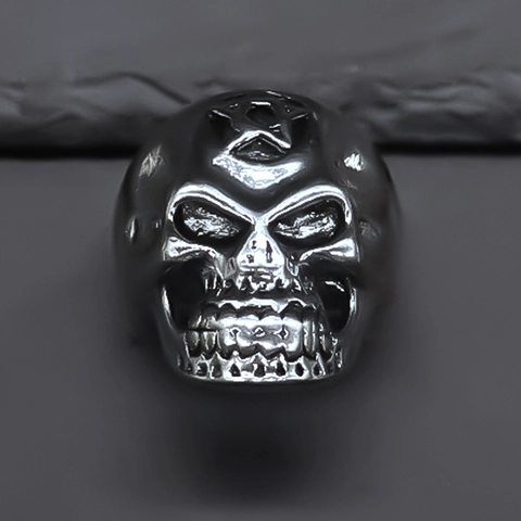 Anello Teschio Gotico Vintage Con Pentagramma Per Uomo Donna Lega Argento Antico Punk Rock Biker Gioielli Regalo