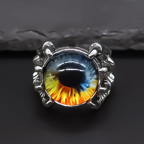 Vintage Gothic Evil Eye Claw Open Ring For Men Women Adjustable Punk Rock Hip Hop Alloy Finger Ring Jewelry Accessory