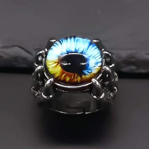 Vintage Gothic Evil Eye Claw Open Ring For Men Women Adjustable Punk Rock Hip Hop Alloy Finger Ring Jewelry Accessory