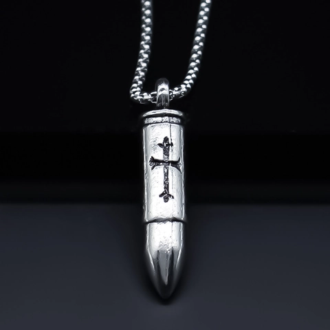 Collier Pendentif Croix Balle Gothique Vintage Alliage Minimaliste Punk Hip Hop Bijoux Chaîne de Clavicule Homme Femme