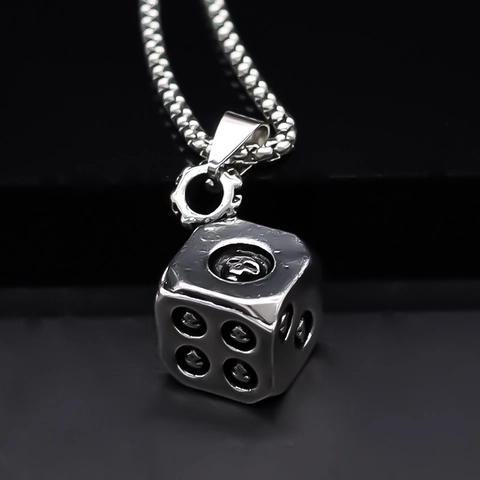 Collar con Colgante de Dado y Calavera de Aleación Punk Plateado Gótico Street Style Hip Hop Rock Joyería para Hombre Mujer