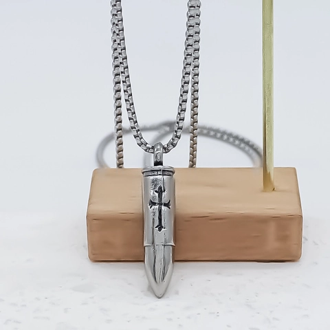 Collier Pendentif Croix Balle Gothique Vintage Alliage Minimaliste Punk Hip Hop Bijoux Chaîne de Clavicule Homme Femme