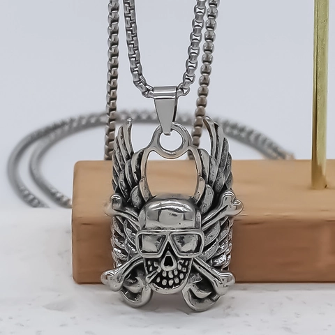 Cyberpunk Schedel Vleugels Hanger Ketting Voor Mannen Vrouwen Retro Legering Gegalvaniseerde Gothic Biker Mode Sieraden Ketting Cadeau